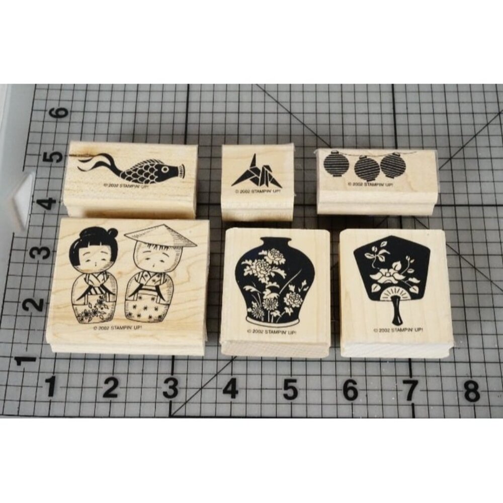 Stampin Up GIFTS FROM THE ORIENT Set Kokeshi Doll Vase Lantern Origami Koi Crane